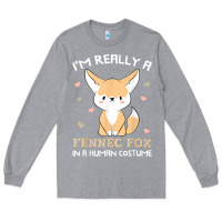 Heather Grey i'm really a fennec fox in a human costume funny gift t shirt Long Sleeve Tee - trangStudio