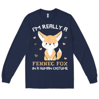 Navy i'm really a fennec fox in a human costume funny gift t shirt Long Sleeve Tee - trangStudio
