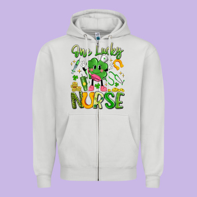 One Lucky Nurse Zipper Hoodie Designed By Artiststas