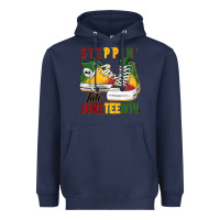 Navy steppin' into juneteenth Heavyweight Hoodie - BarkalooDesign