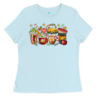 Baby Blue school bus coffee cups Ladies Tee - NancyCooperArtShop