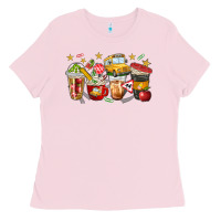 Bubblegum Pink school bus coffee cups Ladies Tee - NancyCooperArtShop