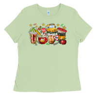 School Bus Coffee Cups Ladies Tee | Teevron