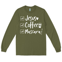 Army Green Checklist Jesus Coffee Mascara Long Sleeve Tee - trangStudio