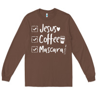 Chestnut Checklist Jesus Coffee Mascara Long Sleeve Tee - trangStudio