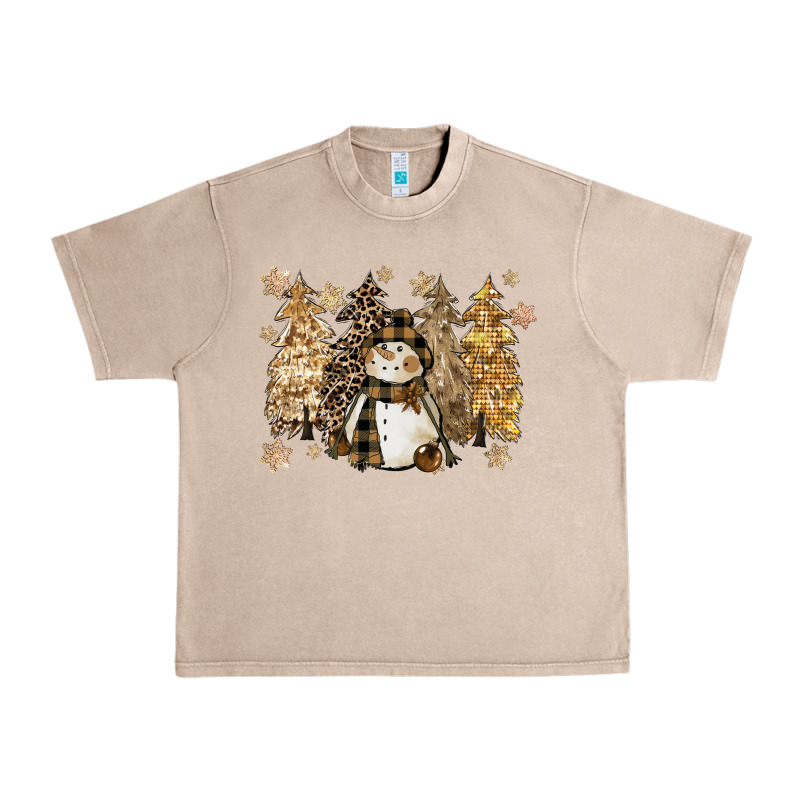 Snowman With Christmas Trees 11inches Urban Heavy Tee by CowGirlArtShop | Teevron