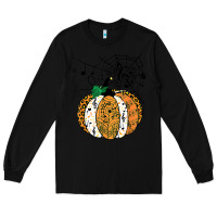 Black halloween pumpkin music symbols music teacher halloween t shirt copy Long Sleeve Tee - trangStudio