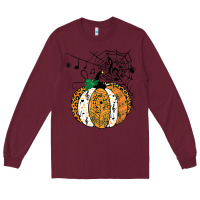 Burgundy halloween pumpkin music symbols music teacher halloween t shirt copy Long Sleeve Tee - trangStudio