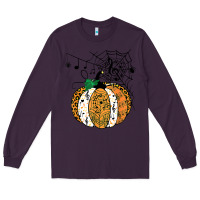 Plum halloween pumpkin music symbols music teacher halloween t shirt copy Long Sleeve Tee - trangStudio