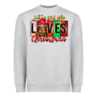 Heather Grey just a girl who loves christmas Heavyweight Sweatshirt - CowhideDigitalArt