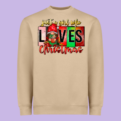 Just A Girl Who Loves Christmas Heavyweight Sweatshirt Designed By Cowhidedigitalart