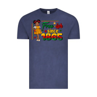 Vintage Denim free ish since 1865 black girl peekaboo juneteenth Vintage Tee - CowGirlArtShop