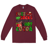 Burgundy fuzzy socks flannel blankets and hot cocoa Long Sleeve Tee - OliviaCreatesArt