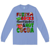 Colony Blue fuzzy socks flannel blankets and hot cocoa Long Sleeve Tee - OliviaCreatesArt