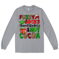 Heather Grey fuzzy socks flannel blankets and hot cocoa Long Sleeve Tee - OliviaCreatesArt