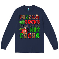 Navy fuzzy socks flannel blankets and hot cocoa Long Sleeve Tee - OliviaCreatesArt