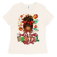 Bone Santa's Favorite Dental Assistant Afro Messy Bun Ladies Tee - texasbilliewilder