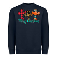 Navy merry Christmas cross Heavyweight Sweatshirt - CowhideDigitalArt
