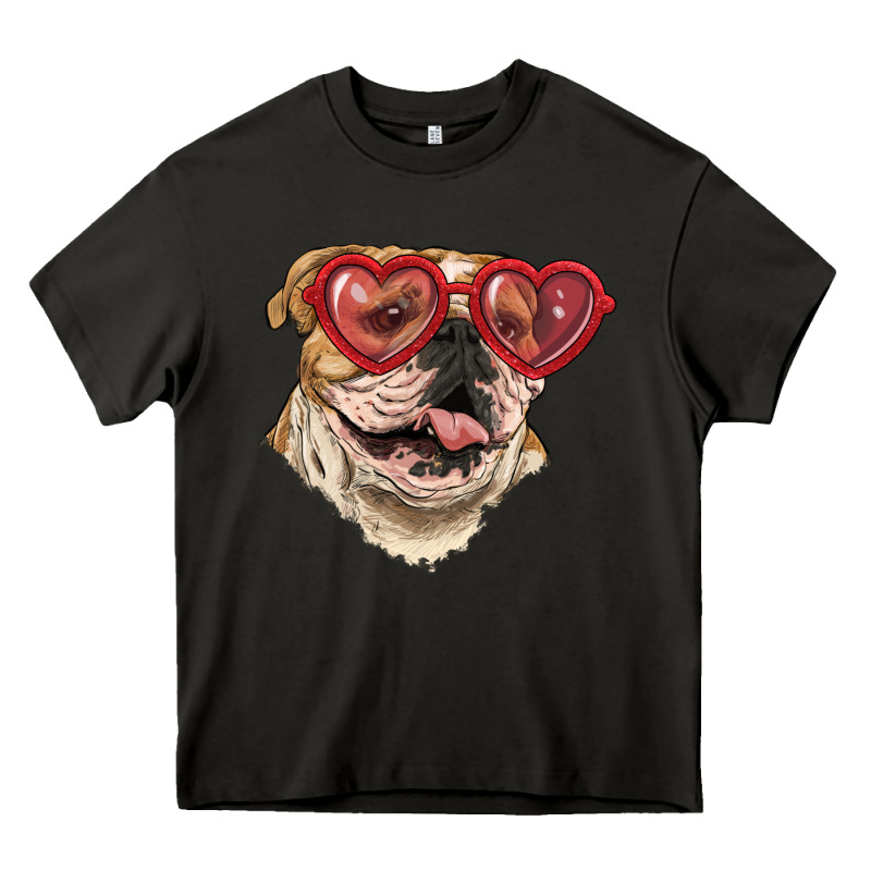 English Bulldog With Love Glass Heavy Core Tee by RanaPortraitStore | Teevron