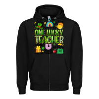 Black one lucky teacher lucky charm Zipper Hoodie - Artiststas