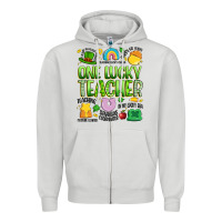 Dove Grey one lucky teacher lucky charm Zipper Hoodie - Artiststas