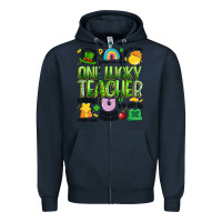 Navy one lucky teacher lucky charm Zipper Hoodie - Artiststas