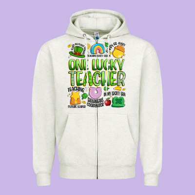 One Lucky Teacher Lucky Charm Zipper Hoodie Designed By Artiststas
