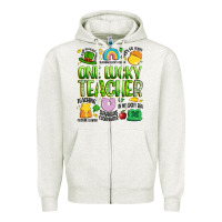 Oatmeal Heather one lucky teacher lucky charm Zipper Hoodie - Artiststas