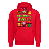 Red one lucky teacher lucky charm Zipper Hoodie - Artiststas