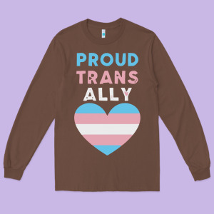 Proud Trans Ally Transgender Long Sleeve Tee Designed By Trangstudio