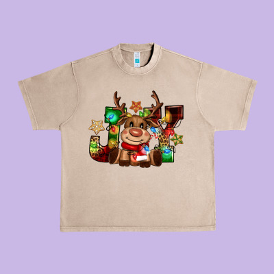 Reindeer Joy Christmas Urban Heavy Tee Designed By Cowgirlartshop