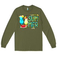 Army Green sweet summer time turquoise yellow Long Sleeve Tee - CowCowDesign