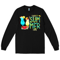Black sweet summer time turquoise yellow Long Sleeve Tee - CowCowDesign