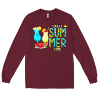 Burgundy sweet summer time turquoise yellow Long Sleeve Tee - CowCowDesign