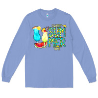 Colony Blue sweet summer time turquoise yellow Long Sleeve Tee - CowCowDesign