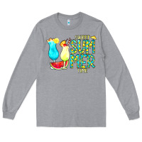 Heather Grey sweet summer time turquoise yellow Long Sleeve Tee - CowCowDesign