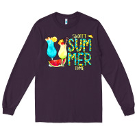 Plum sweet summer time turquoise yellow Long Sleeve Tee - CowCowDesign