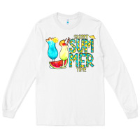 White sweet summer time turquoise yellow Long Sleeve Tee - CowCowDesign