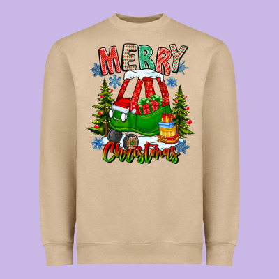 Merry Christmas Car Heavyweight Sweatshirt Designed By Cowhidedigitalart