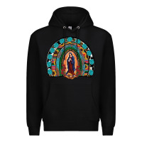 Black Lady Of Guadalupe Rainbow Premium Hoodie - RanaPortraitStore