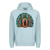 Blue Mist Lady Of Guadalupe Rainbow Premium Hoodie - RanaPortraitStore