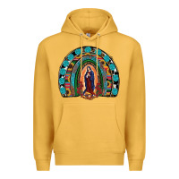 Mustard Lady Of Guadalupe Rainbow Premium Hoodie - RanaPortraitStore