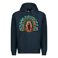 Navy Lady Of Guadalupe Rainbow Premium Hoodie - RanaPortraitStore