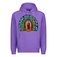 Purple Lady Of Guadalupe Rainbow Premium Hoodie - RanaPortraitStore
