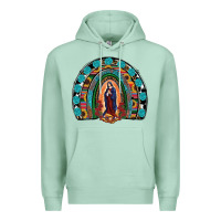 Seafoam Lady Of Guadalupe Rainbow Premium Hoodie - RanaPortraitStore