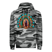 Slate Camo Lady Of Guadalupe Rainbow Premium Hoodie - RanaPortraitStore