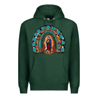 Sports Green Lady Of Guadalupe Rainbow Premium Hoodie - RanaPortraitStore