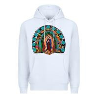 White Lady Of Guadalupe Rainbow Premium Hoodie - RanaPortraitStore