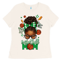 Bone Basketball Mom Afro Messy Bun Ladies Tee - texasbilliewilder