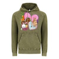 Vintage Olive Easter hearts Easter Day Vintage Hoodie - HowdyJamesFarm